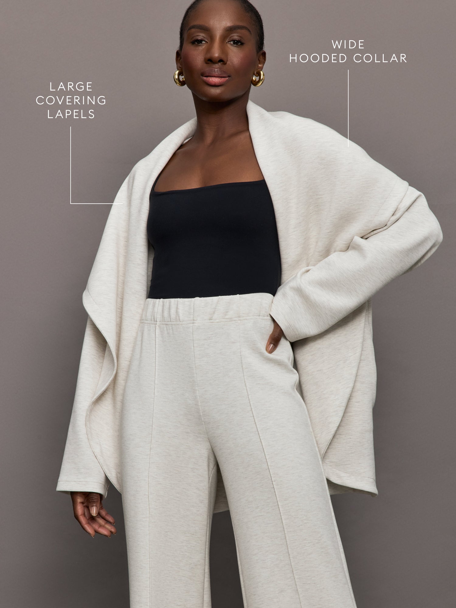 Knit Cocoon Cardigan in Interlock | Moonbeam Heather