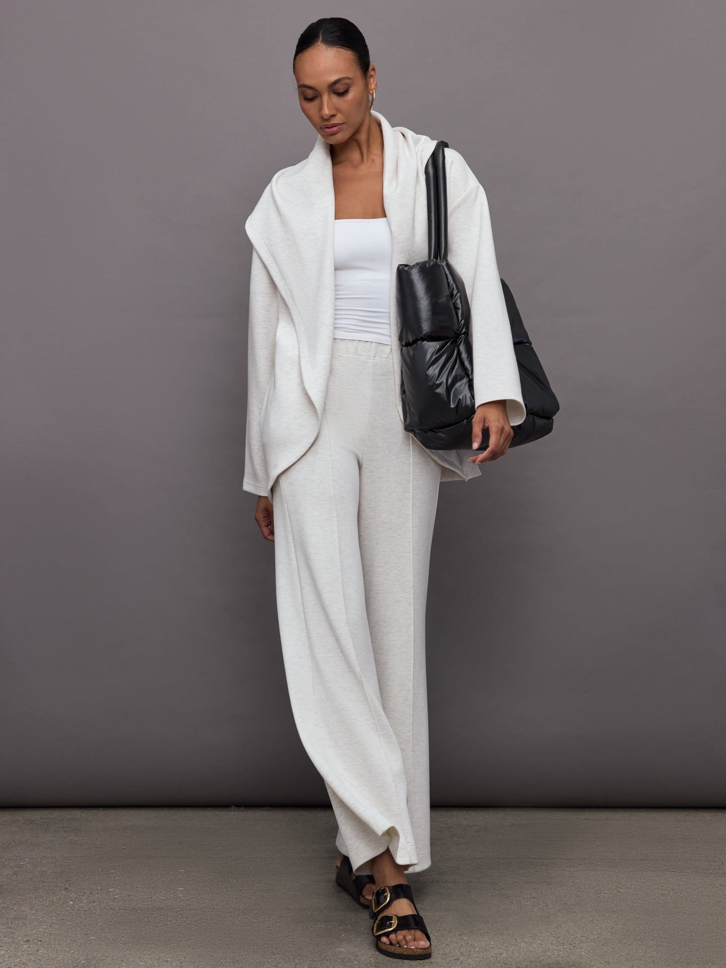 Carbon38 | Knit Cocoon Cardigan in Interlock | Moonbeam Heather