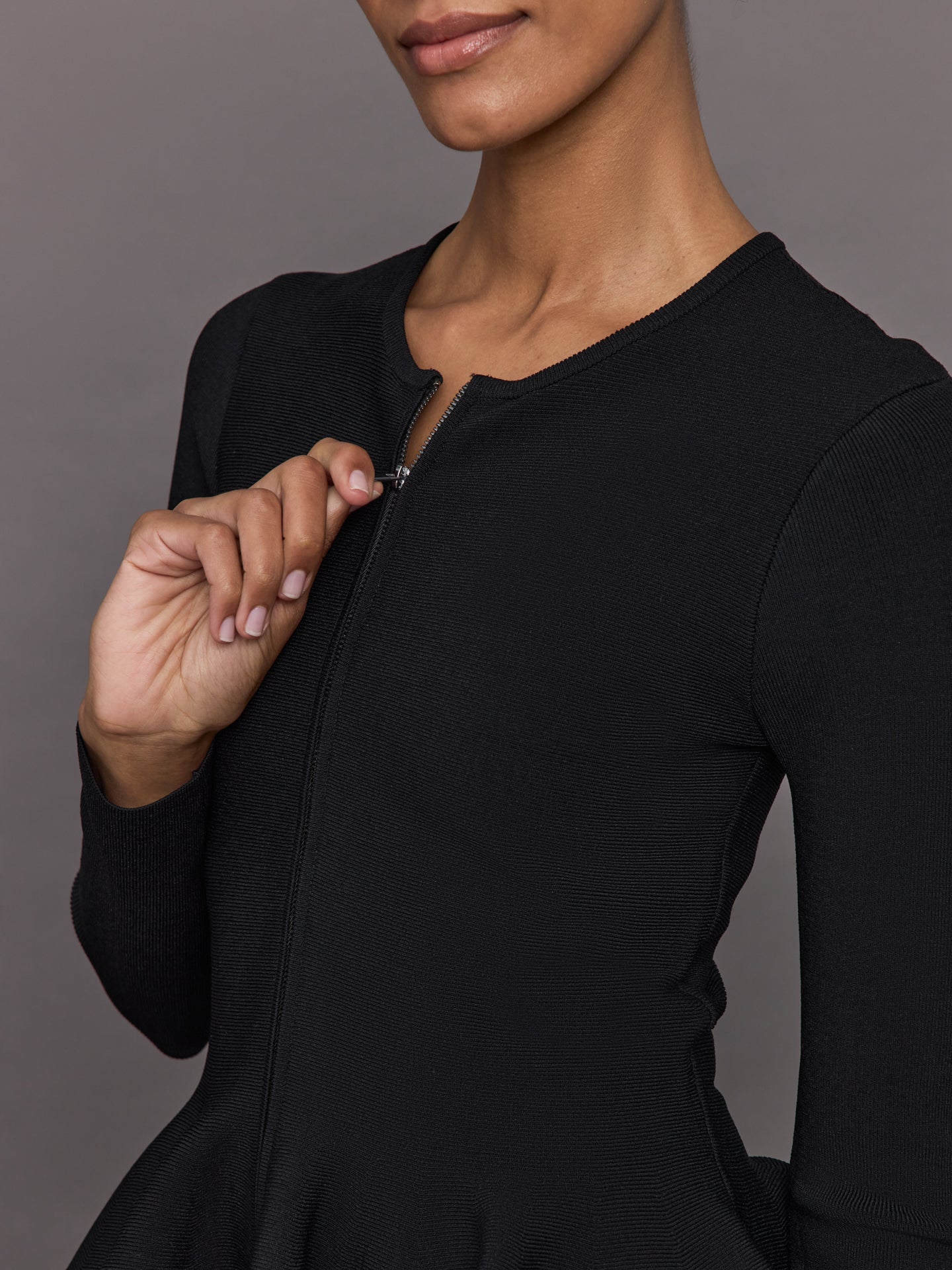 Peplum Zip Up | Black