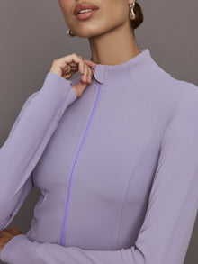 Carbon38 | Mock Neck Corset Zip Top in Melt | Lavender Grey