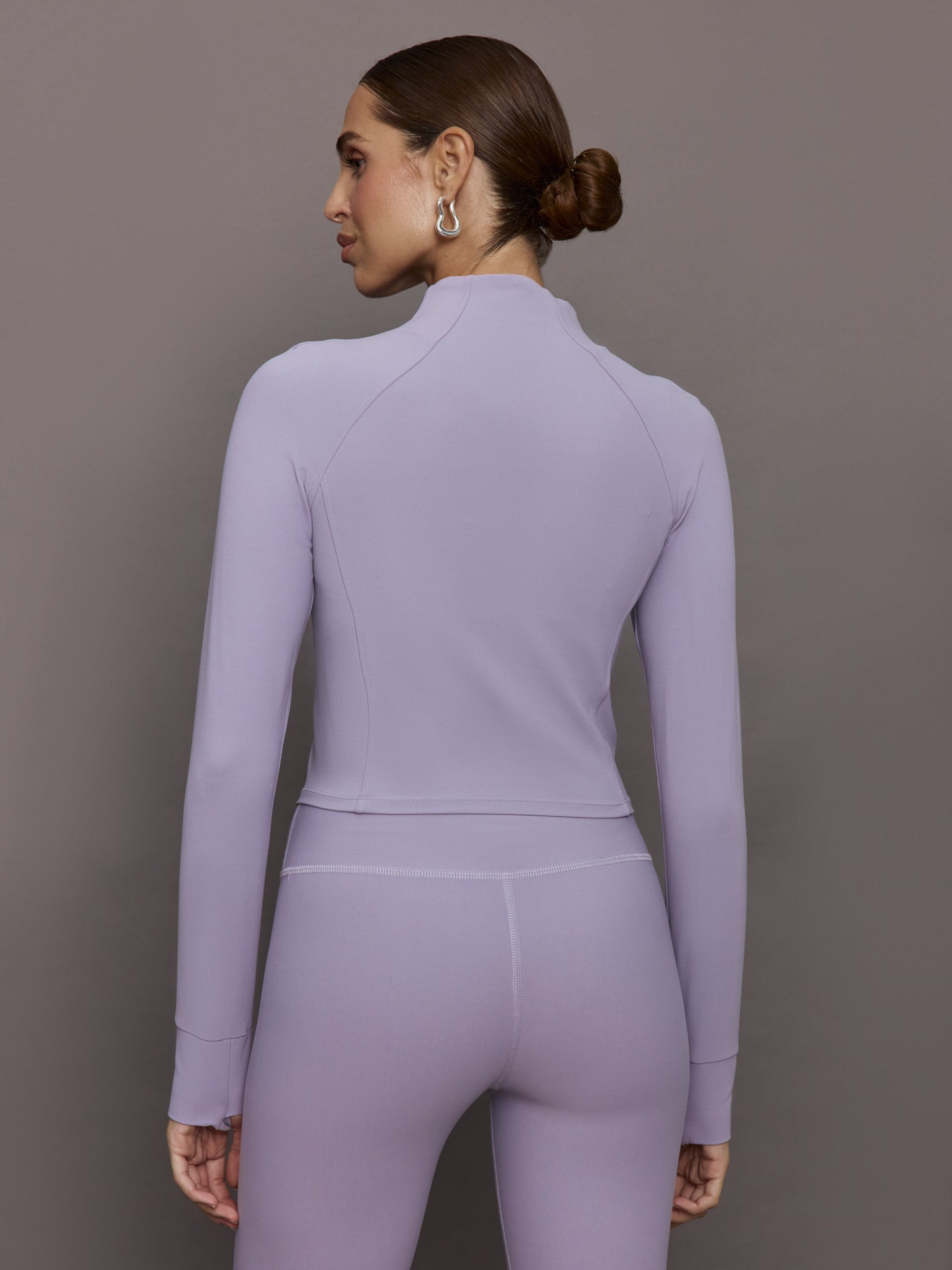 Carbon38 | Mock Neck Corset Zip Top in Melt | Lavender Grey