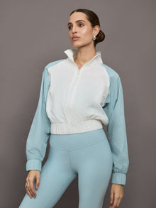 Colorblock Windbreaker | Cloud Dancer / Sky Blue