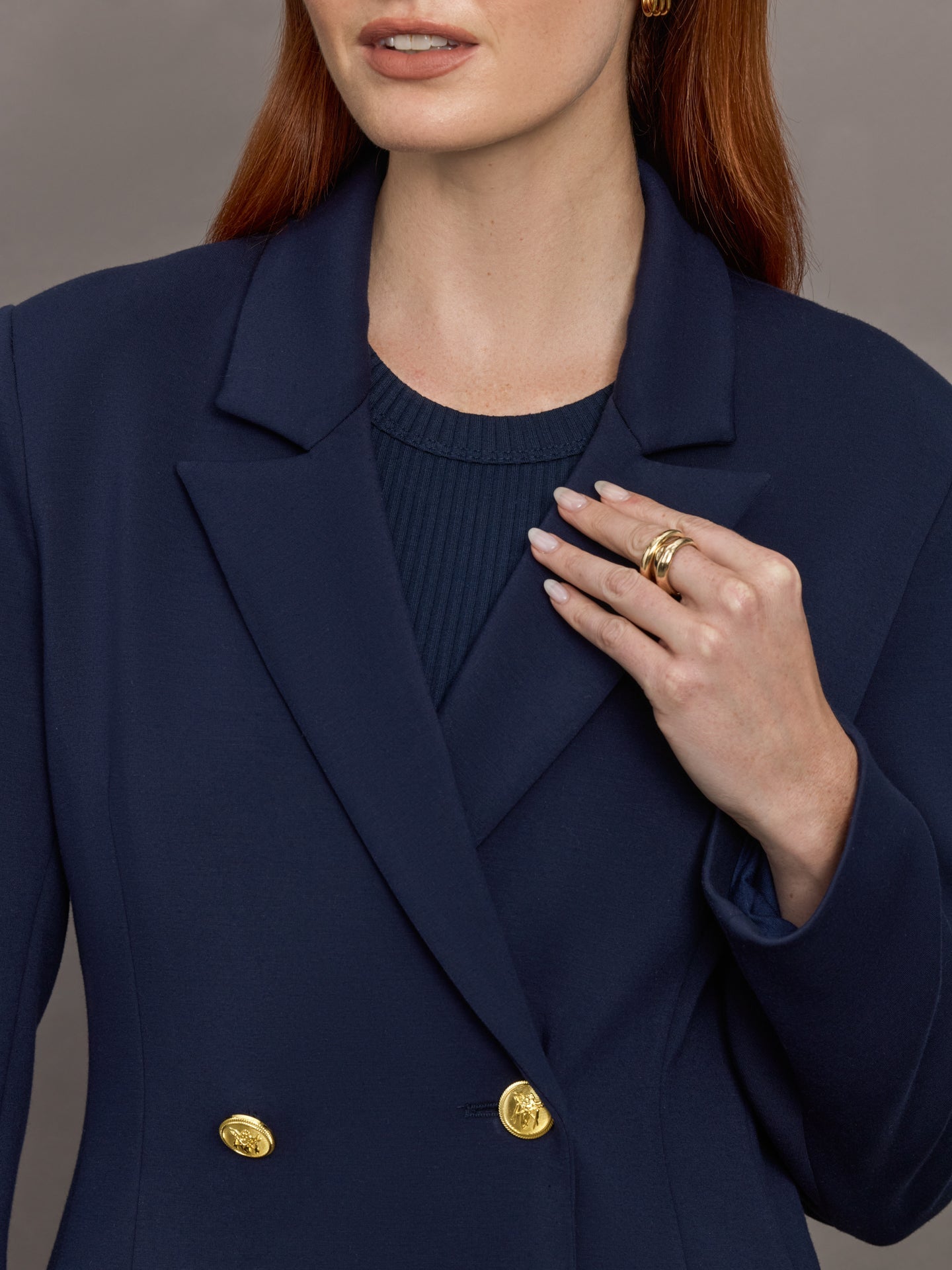 Double Breasted Blazer in Scuba | Navy