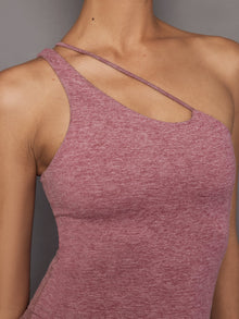Carbon38 | One Shoulder Convertible Tank in Heather Melt | Hawthorn Rose Heather