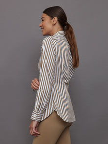 Twisted Tunic Shirt | White/Tan Stripe
