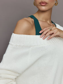 Slouchy Off Shoulder Sweater | Off White