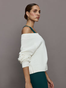 Slouchy Off Shoulder Sweater | Off White