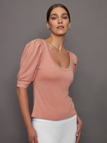 Carbon38 | Puff Sleeve Tee | Muted Clay
