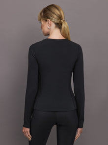 Long Sleeve Crew Neck in Melt | Black
