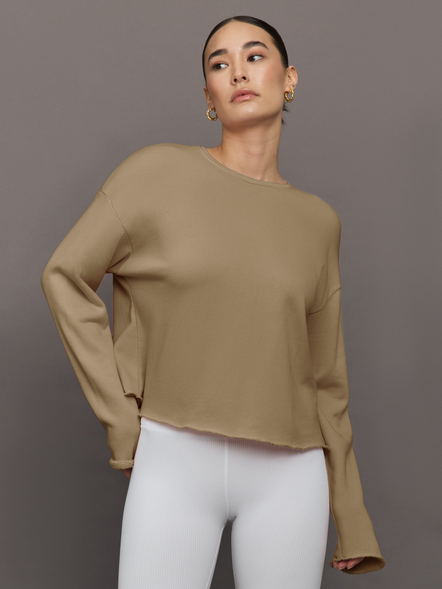 Crew Neck Sweatshirt in French Terry | Chinchilla