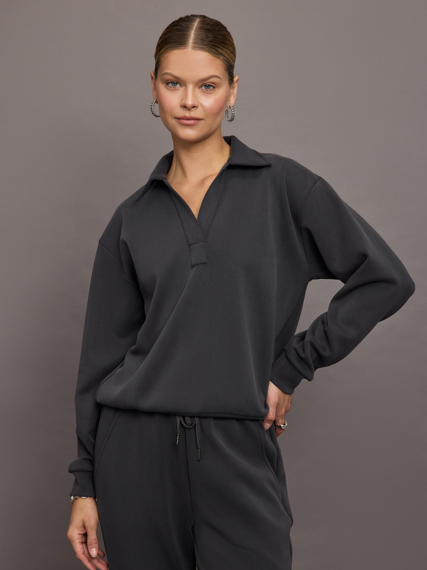 Carbon38 | Logo Sweatshirt in Modal Luxe | Faded Black