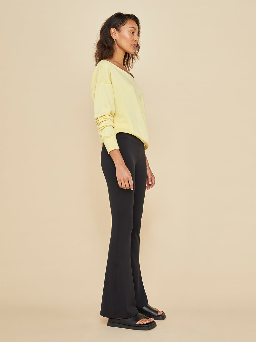 Off Shoulder Sweatshirt in French Terry | Butter Yellow