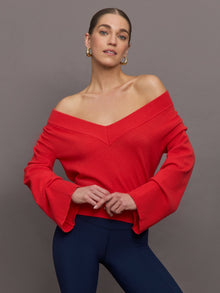 Bell Sleeve Off Shoulder Sweater | Bittersweet