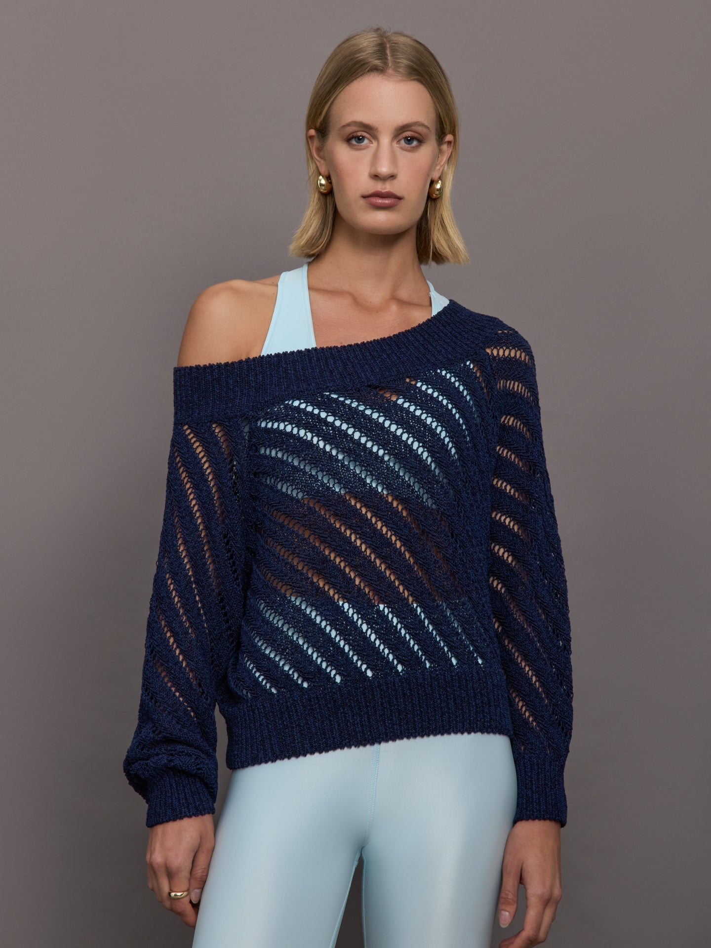 Open Knit Sweater | Navy