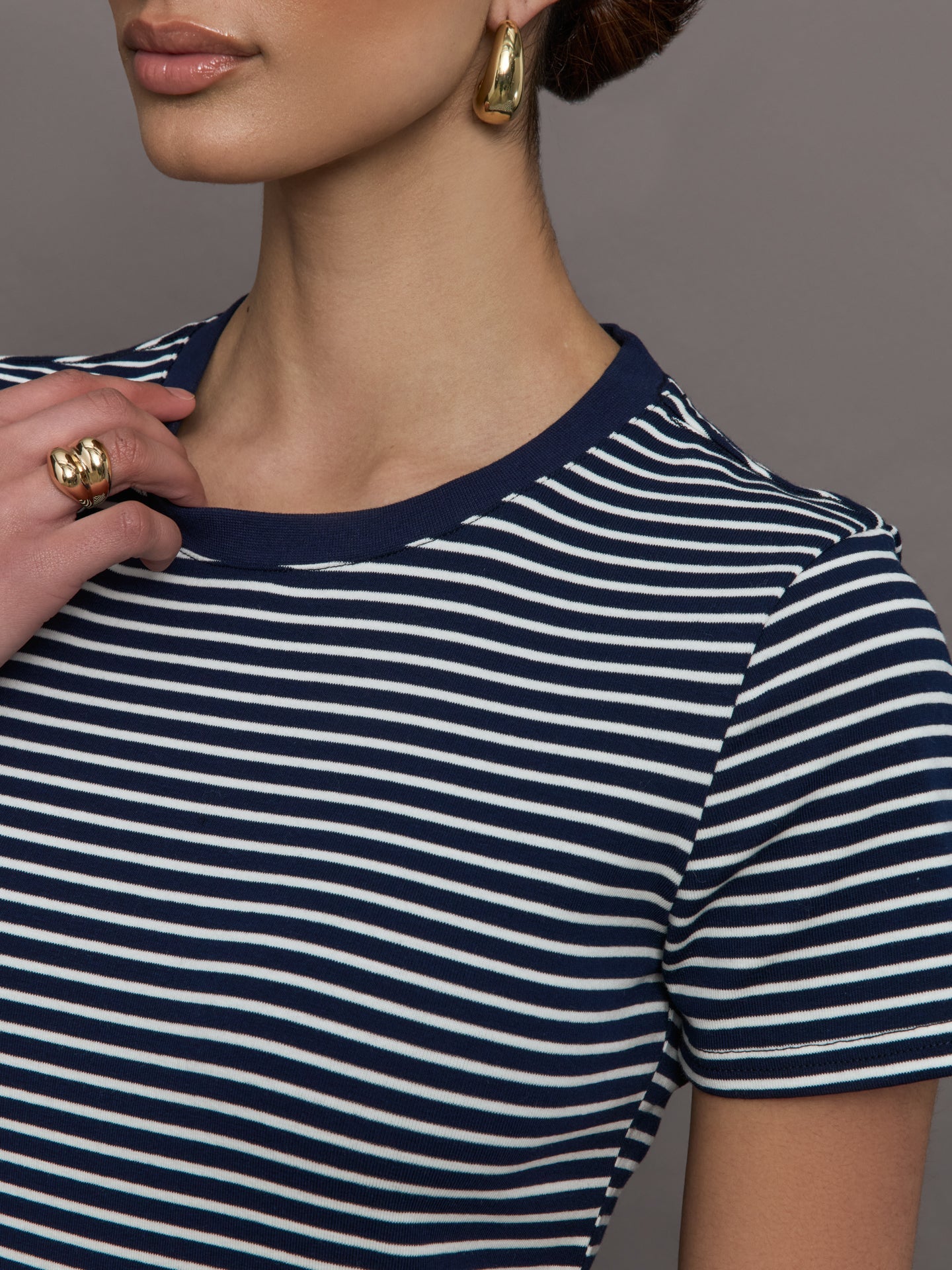 Stripe Ringer Tee | Cloud / Navy Stripe