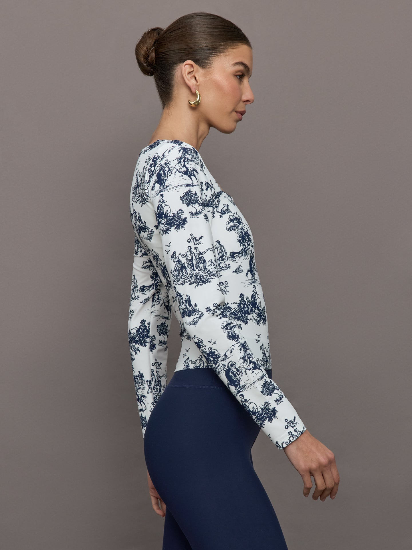 Toile Long Sleeve Top | Navy Toile