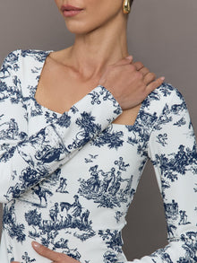 Toile Long Sleeve Top | Navy Toile