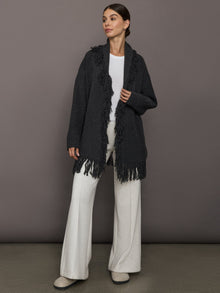 Tassel Shawl Collar Sweater | Charcoal