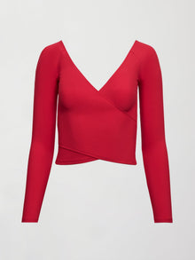 Long Sleeve Wrap Top in Melt | Crimson Red