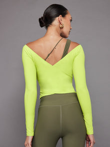Long Sleeve Wrap Top in Melt | Acid Lime