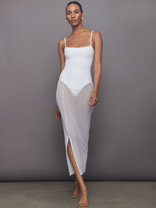 Carbon38 | Mesh Column Skirt | White