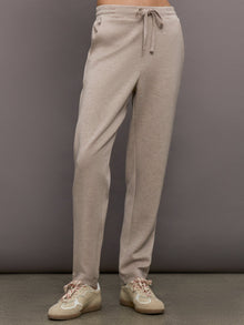 Tapered Leg Jogger in Interlock | Taupe Heather