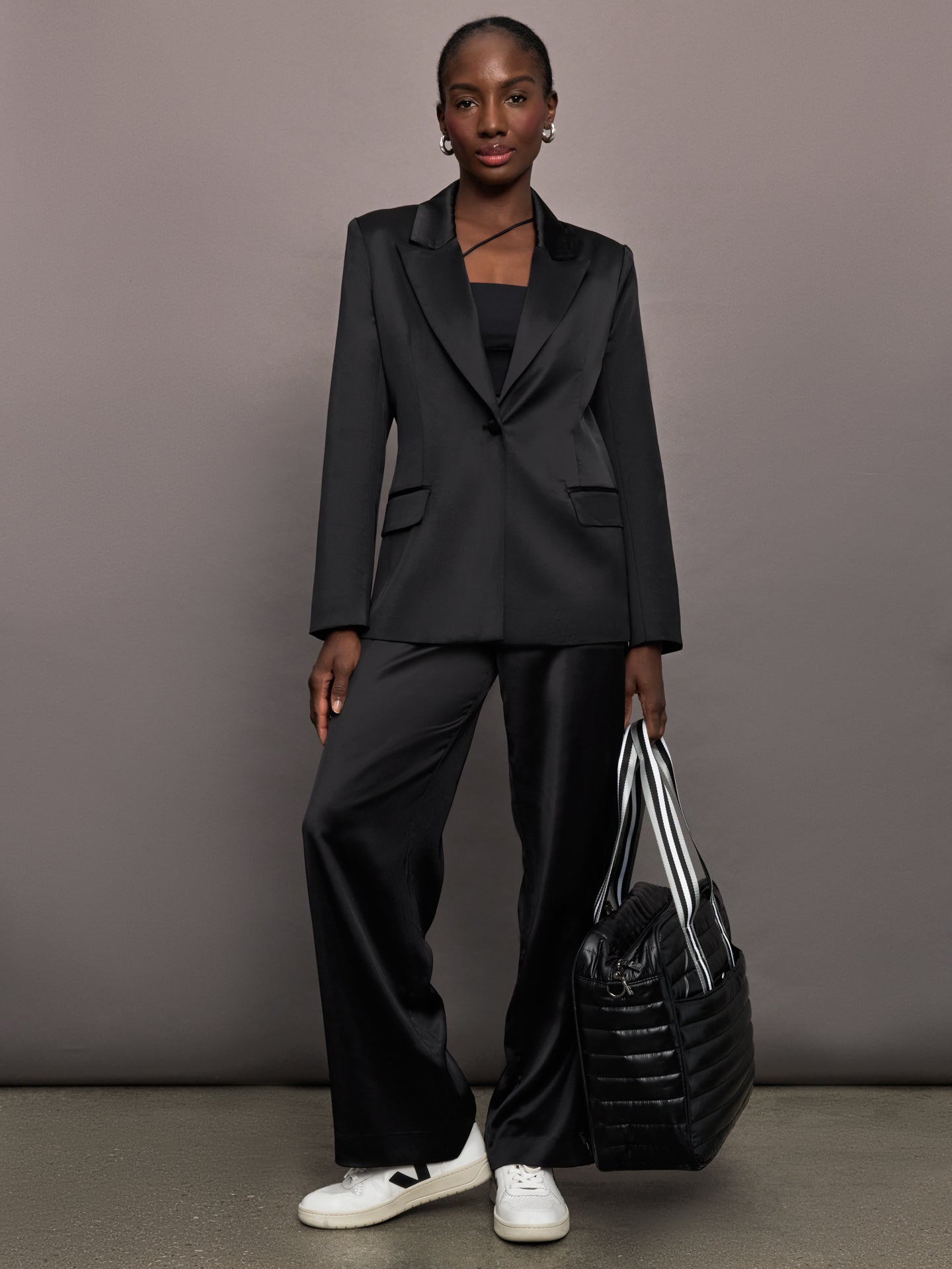Satin Straight Leg Pant | Black