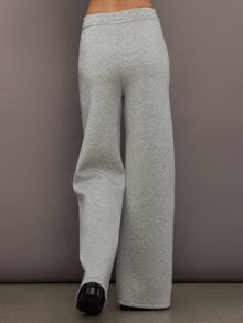 Jewel Embellished Wide Leg Pant in Scuba | Heather Grey