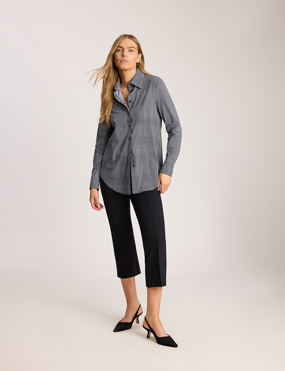 Button Down Shirt::Houndstooth Plaid::