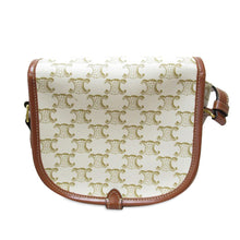 Celine | Pre-Owned Medium Triomphe Coated Canvas Folco Crossbody | White/Ivory