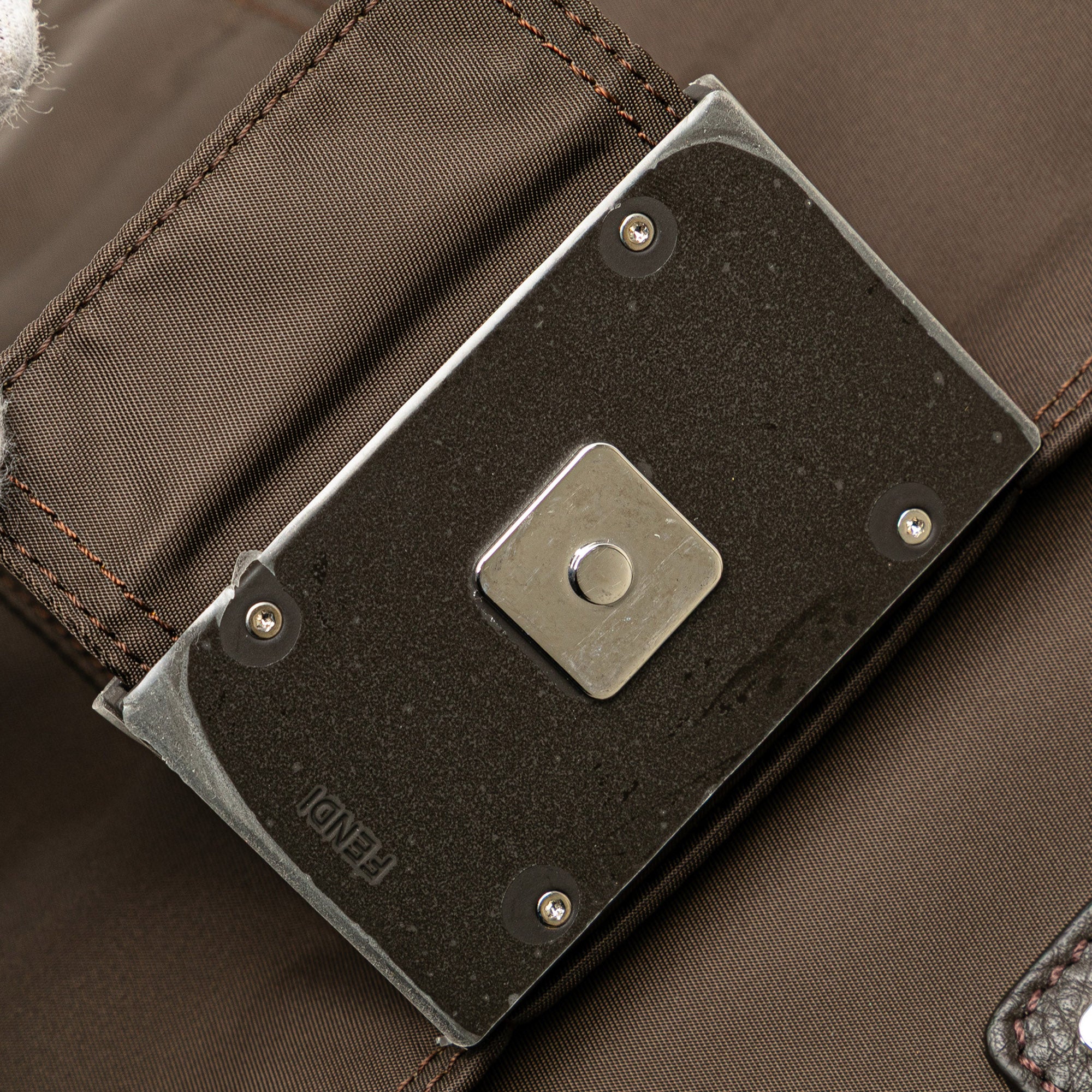 Fendi | Pre-Owned Large Econyl Nylon Baguette Satchel | Brown/Dark Brown