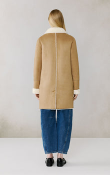 Christine Faux Sherpa Coat | Teak-Powder
