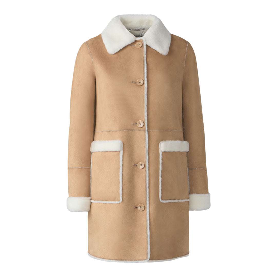 Christine Faux Sherpa Coat | Teak-Powder