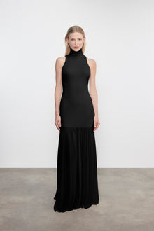 Airy Halter Turtleneck Dress | Black