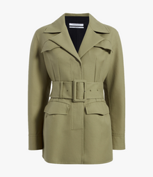 Another Tomorrow Contrast Jacket in Olive/Black – Cotton Women's Jacket