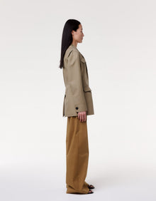 Another Tomorrow Contrast Jacket in Olive/Black – Cotton Women's Jacket