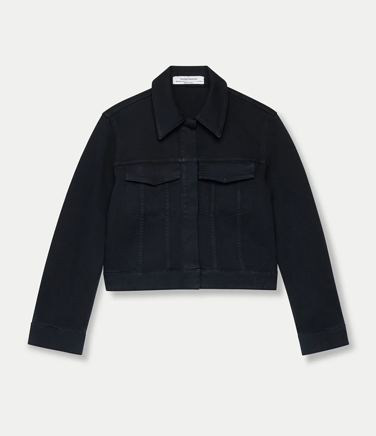Another Tomorrow Cropped Denim Jacket in Overdye Black – Denim Women's Jacket