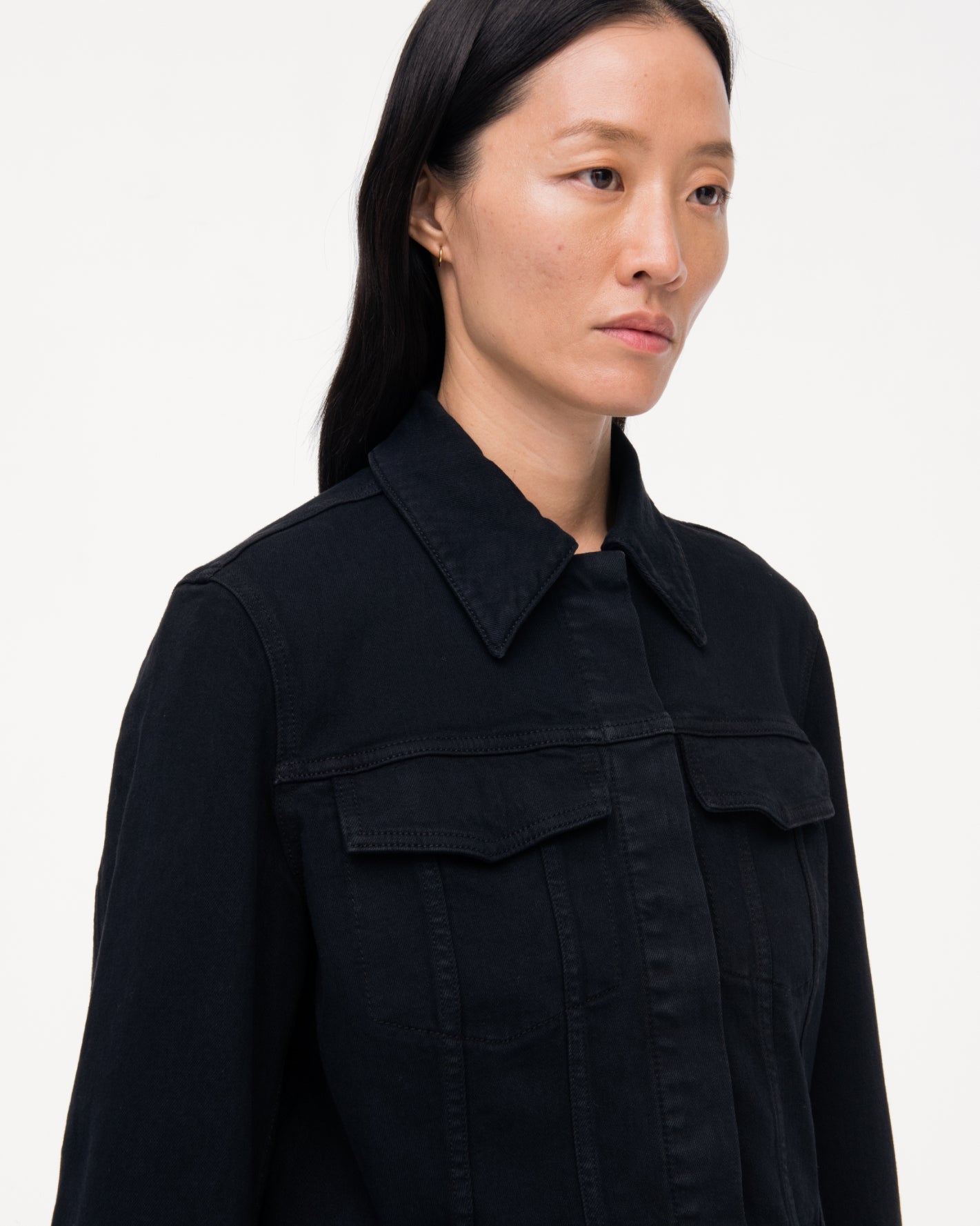 Another Tomorrow Cropped Denim Jacket in Overdye Black – Denim Women's Jacket