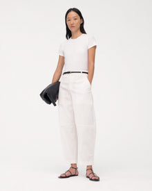 Another Tomorrow Curved Chino in Off White – Cotton Women's Trousers