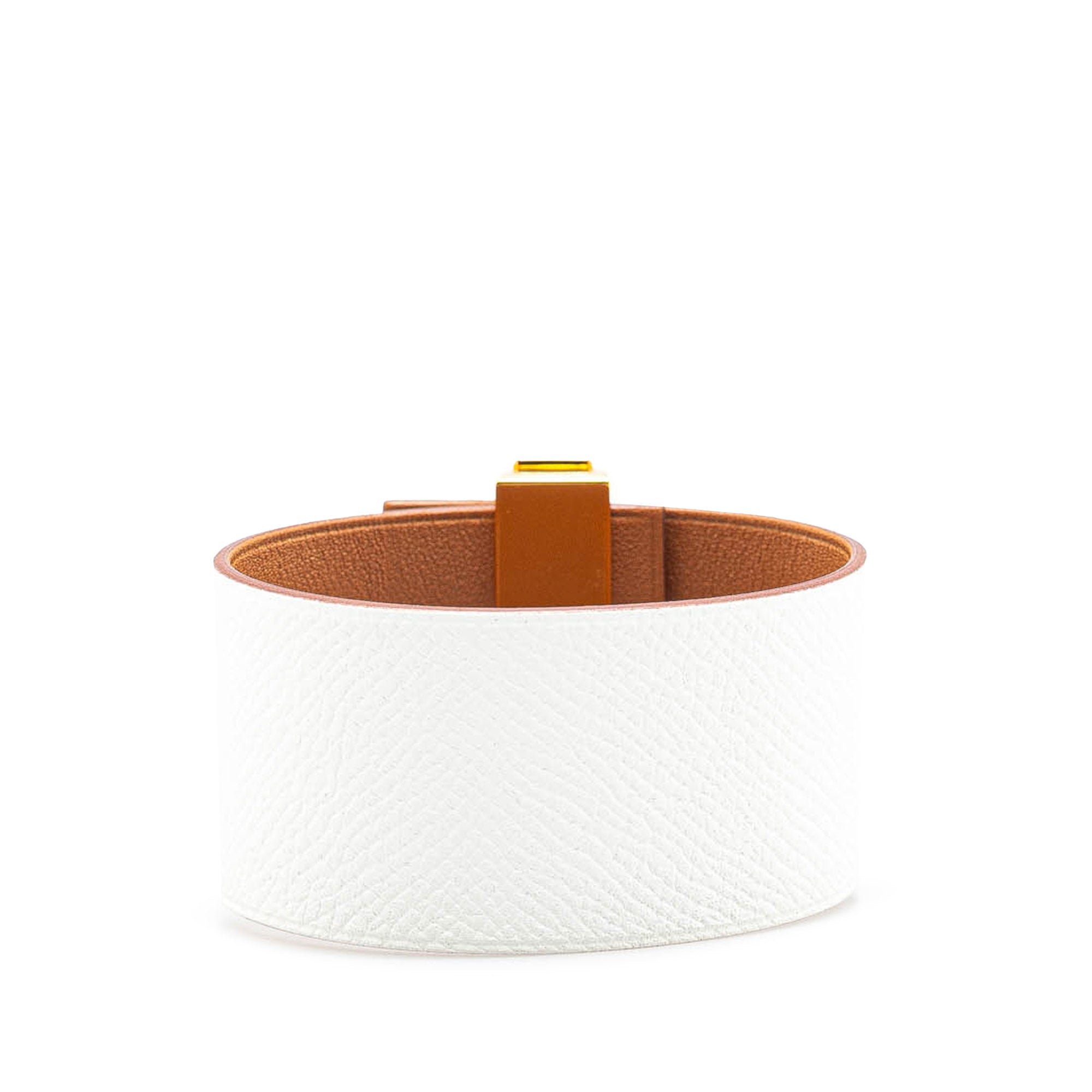 Hermes | Pre-Owned Bicolor Epsom Reversible Illusion Bracelet MM | White/Gold