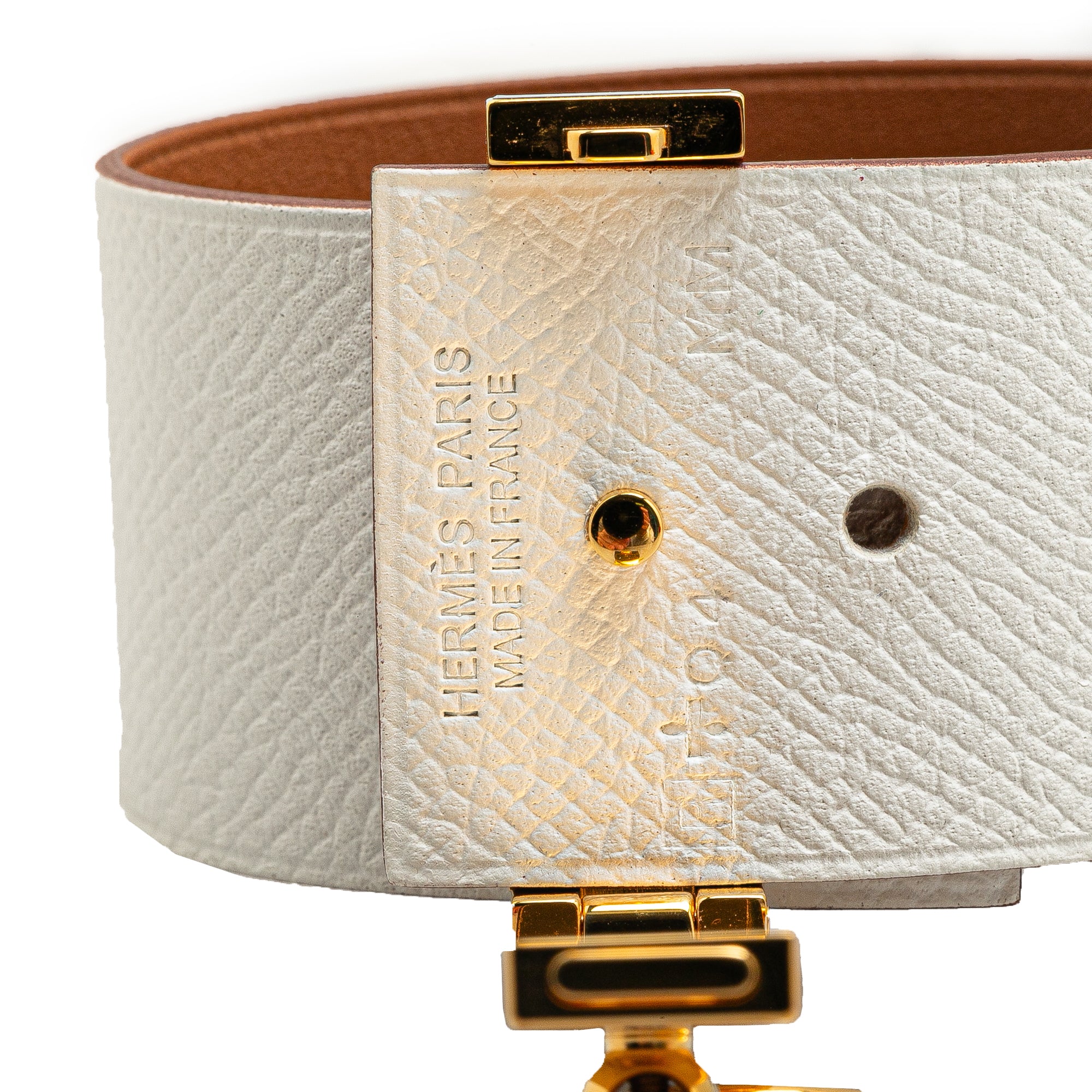 Hermes | Pre-Owned Bicolor Epsom Reversible Illusion Bracelet MM | White/Gold
