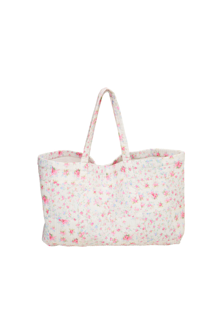 Cyndi Cotton Floral Tote | White Multi