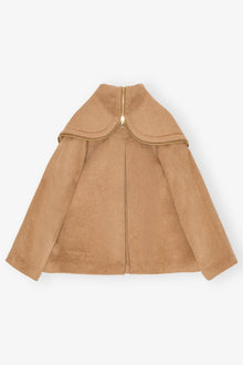 Camel Wool Blend Hooded Jacket | Latte