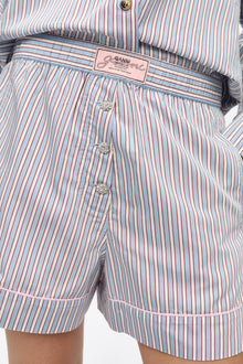 Candy Striped Elasticated Shorts | Soft Chambray