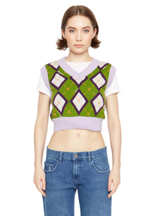 Womens | Cardiff Argyle Sweater Vest | Green