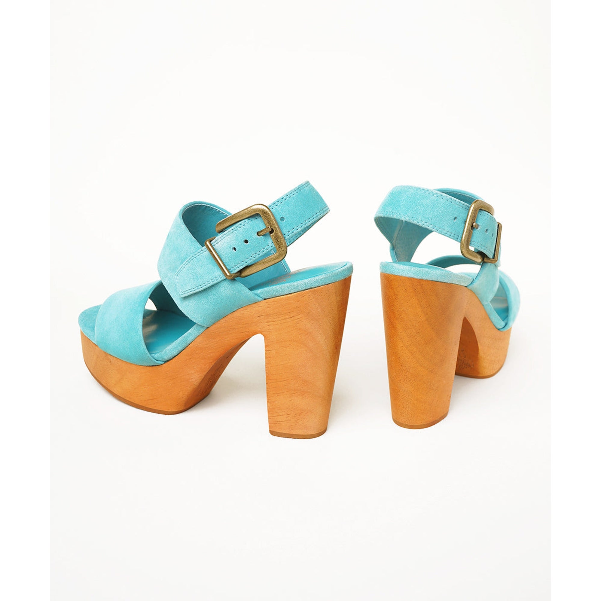 Carla Slingback Clog High Heel | Aqua