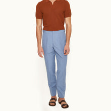 Carsyn Slim Fit Tapered Cotton-Linen Trousers Woven | Springfield Blue