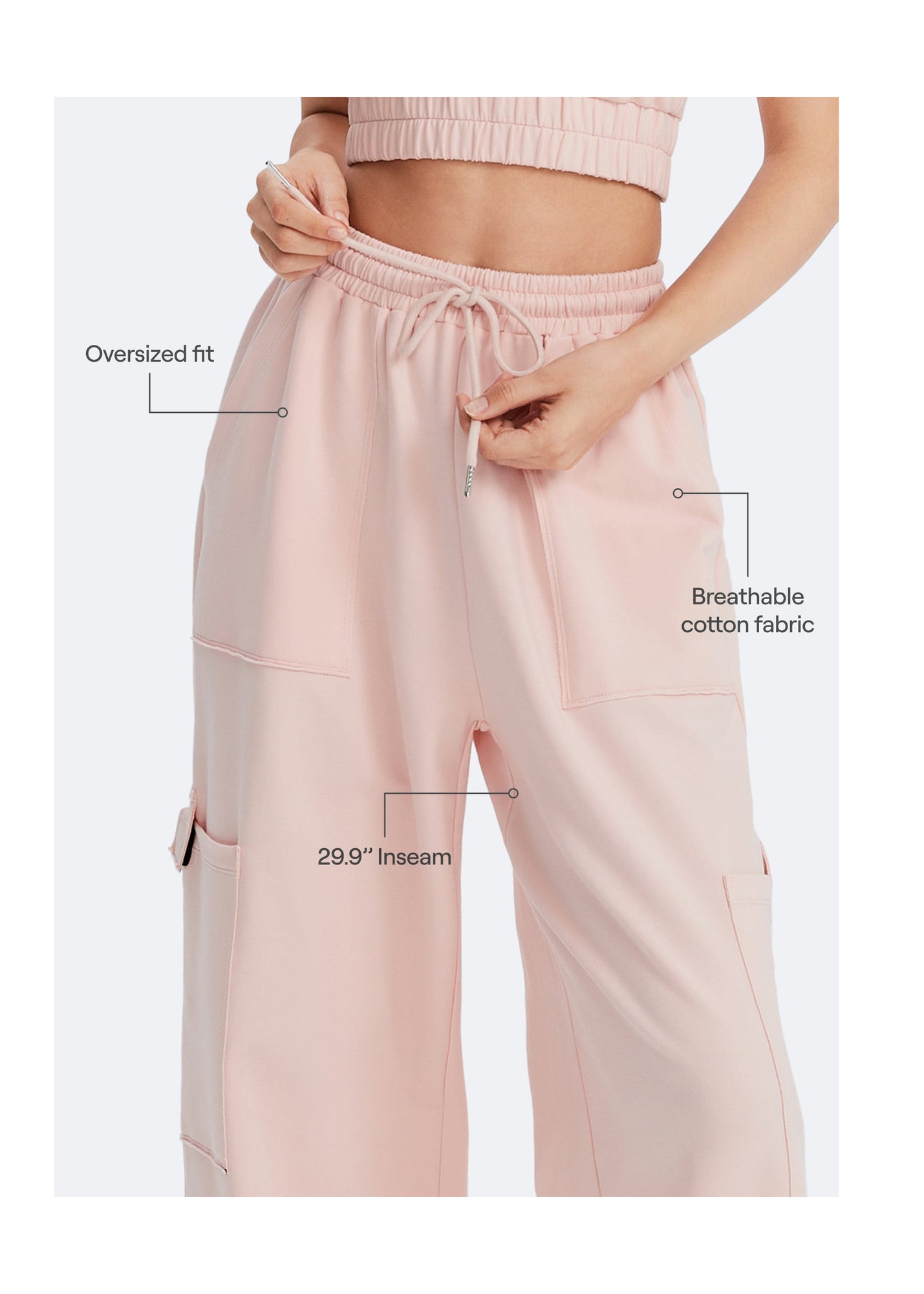 Casual Drawstring Waist Sweatpants | Marshmallow Pink