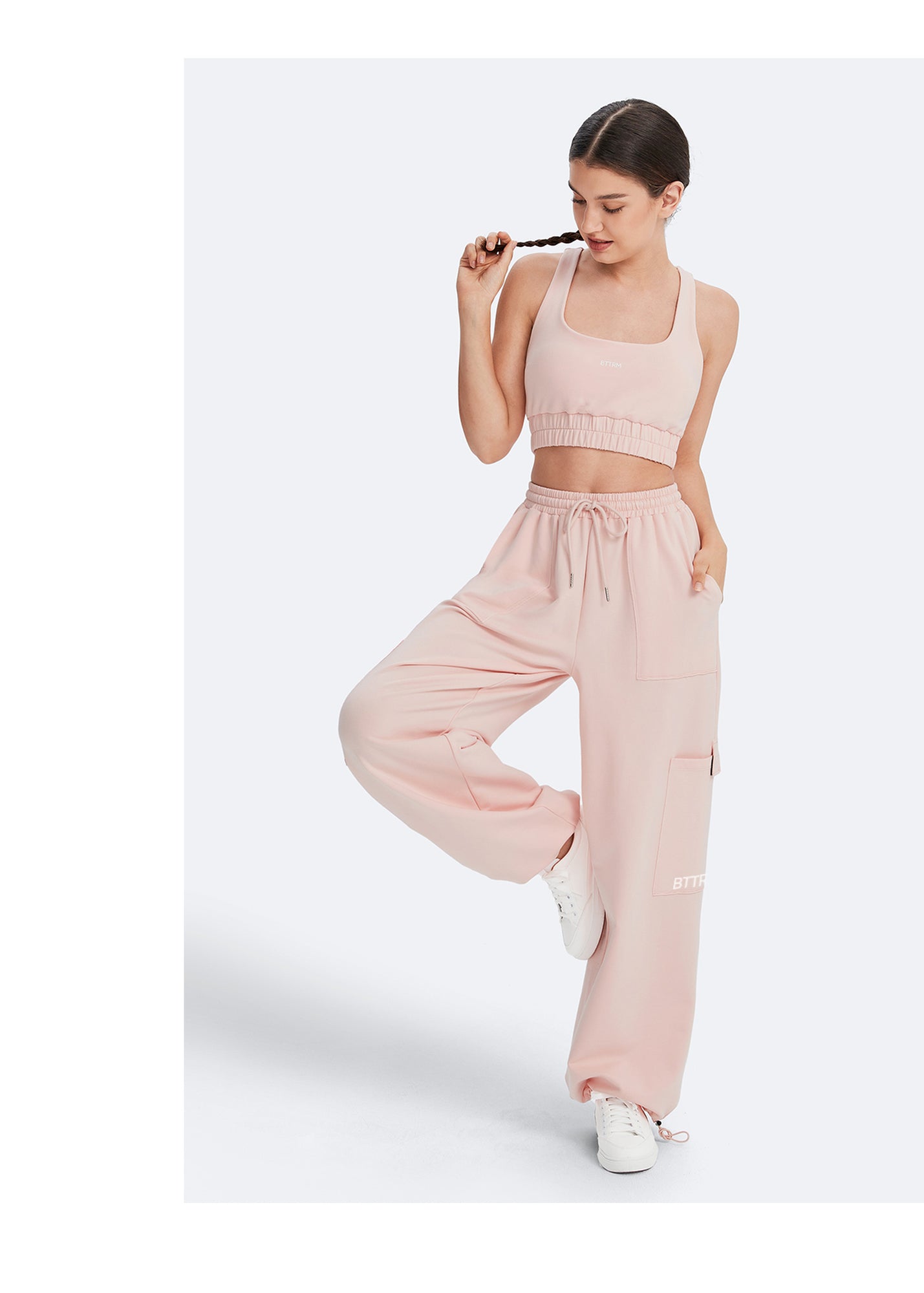 Casual Drawstring Waist Sweatpants | Marshmallow Pink