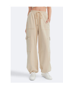 Casual Drawstring Waist Sweatpants | Oat Milk Beige